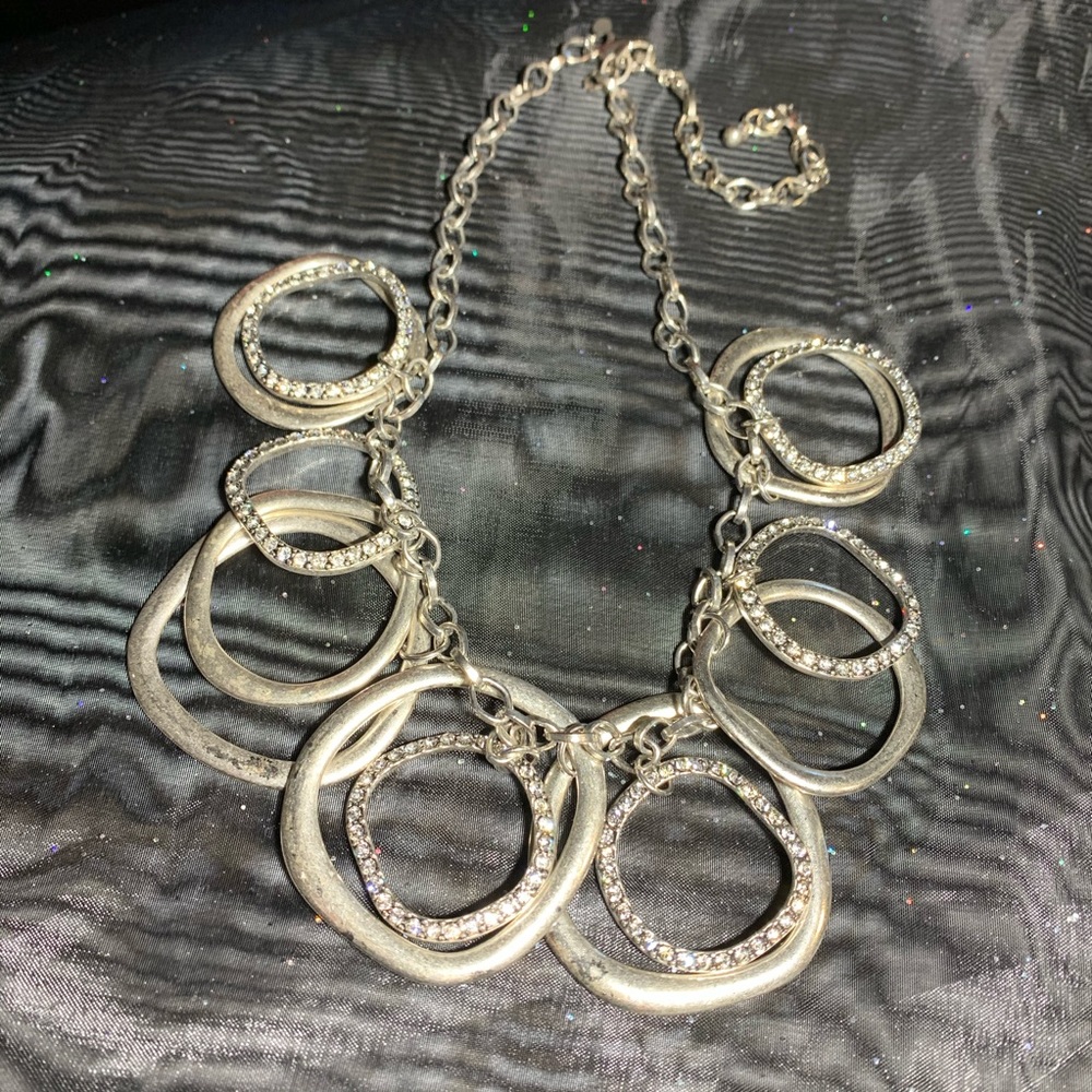 Weighted Silver necklace Rhinestones adjustable